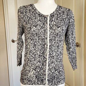 White House Black Market Women's Cardigan Sweater White Black Size Small